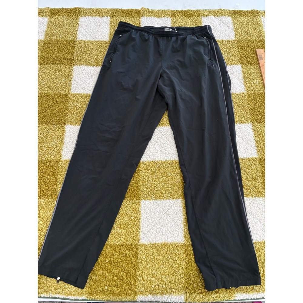 Nike Fit Dry Mens Large Black Track Pants Zipper Pockets Ankle Zips Activewear